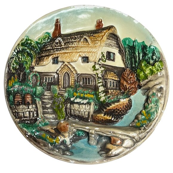 Vintage Chalkware Wall Plaque Toronto Canada Character Creations Handmade 11.5" - Picture 1 of 8